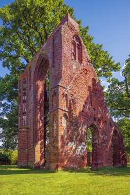 Side view of the entrance of Eldena Abbey, a ruined Cistercian monastery near Greifswald