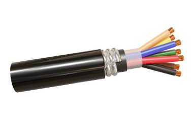 yumuşak bakır kablolama beyaz arkaplan üzerinde 3d görüntüleme