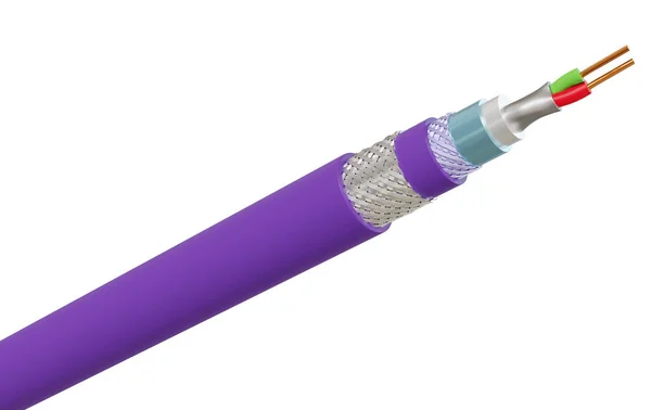 Sürükleme zincirleri için özel kablo, halojensiz, beyaz arkaplanda 3D görüntüleme