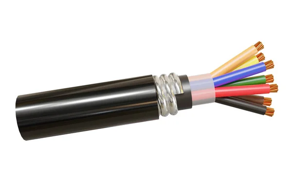 yumuşak bakır kablolama beyaz arkaplan üzerinde 3d görüntüleme