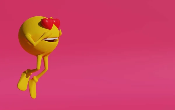 Aşık emoji Pembe arka planda 3D görüntüleme
