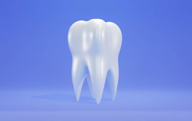 3D healthy tooth isolated on blue background
