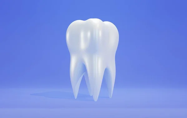 3D healthy tooth isolated on blue background
