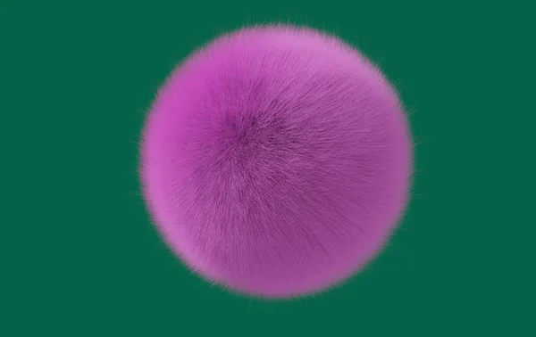 pink hair ball 3d rendering on green background