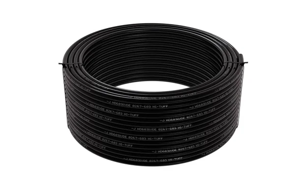black electrical cable 3d rendering on white background