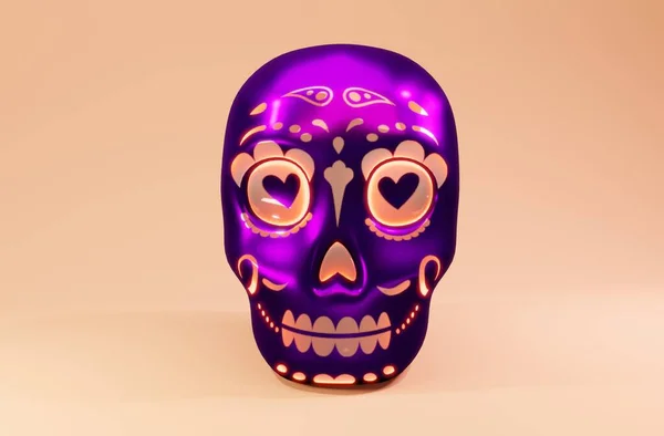 Ölülerin Günü için 3D resimli kafatası