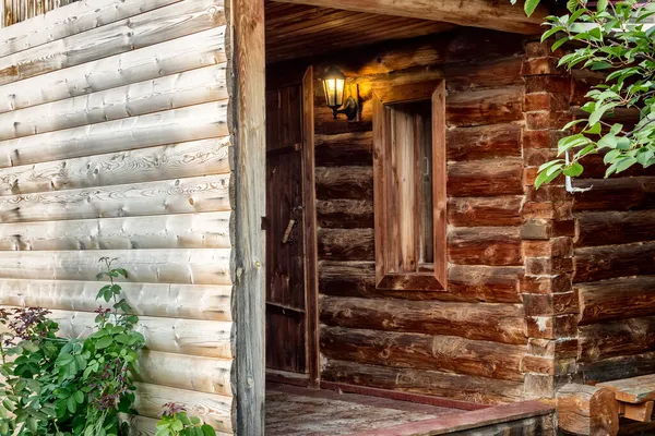 Una Antigua Casa Baños Madera Rusa Patio Trasero — Foto de Stock