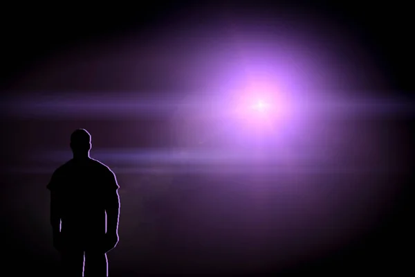 Контуры Человека Фоне Фантастических Абстрактных Оптических Форм — стоковое фото