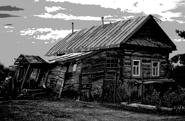 Vecchia Casa Legno Rovinata — Foto Stock