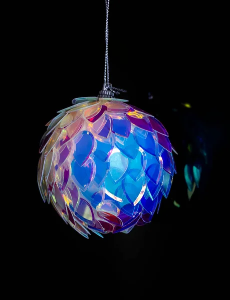 Рождественский Игрушечный Мяч Крупным Планом Черном Фоне — стоковое фото