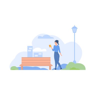 Bahçedeki düz logo maskotu şablonu