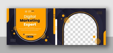 Dijital Pazarlama Sosyal Medya Kapağı Fotoğraf Şablonu Tasarımı. Dijital pazarlama ajansı web afişi. Dijital pazarlama web pankartı tasarım düzeni. İnternet afişi. Sosyal medya kapağı tasarımı.