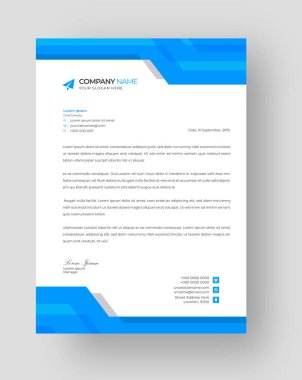 kurumsal modern iş antetli tasarım şablonu mavi renkli. Projeniz için yaratıcı modern baş tasarım şablonu. Antet başlık, mektup başlığı, basit iş antetli antet tasarımı.