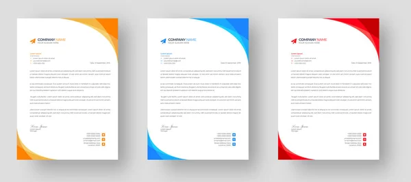 Corporate Modern Letterhead Design Template Yellow Blue Red Color Creative — 스톡 벡터