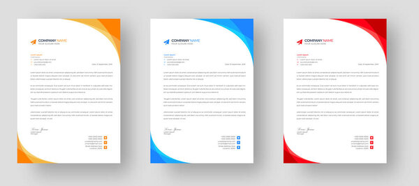 corporate modern letterhead design template with yellow, blue and red color. creative modern letter head design template for your project. letterhead, letter head, simple letterhead design.