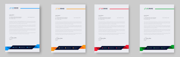 corporate modern letterhead design template with yellow, blue, green and red color. creative modern letter head design template for your project. letterhead, letter head, Business letterhead design.