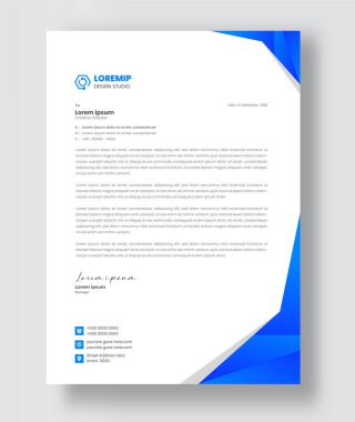kurumsal modern iş antetli tasarım şablonu mavi renkli. Projeniz için yaratıcı modern baş tasarım şablonu. Antet başlık, mektup başlığı, basit iş antetli antet tasarımı.