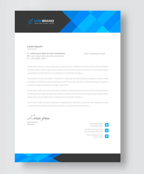 Corporate Modern Business Letterhead Design Template Blue Color Creative Modern — Stock Vector