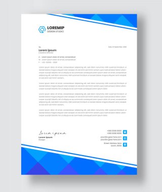 kurumsal modern iş antetli tasarım şablonu mavi renkli. Projeniz için yaratıcı modern baş tasarım şablonu. Antet başlık, mektup başlığı, basit iş antetli antet tasarımı.