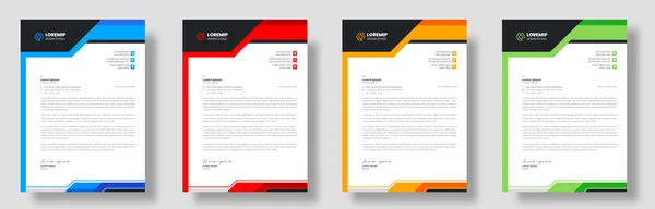 Corporate Modern Letterhead Design Template Yellow Blue Green Red Color — Stock Vector
