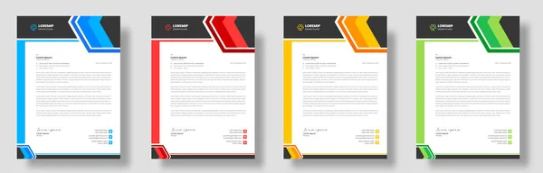 Corporate Modern Letterhead Design Template Yellow Blue Green Red Color — Διανυσματικό Αρχείο