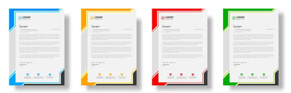 Corporate Modern Letterhead Design Template Yellow Blue Green Red Color — Stock Vector