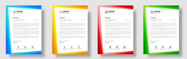 Corporate Modern Letterhead Design Template Yellow Blue Green Red Color — Διανυσματικό Αρχείο