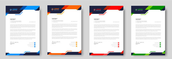 corporate modern business letterhead design template with yellow, blue, green and red color. modern letter head design template for your project. letterhead, letter head, Business letterhead design.