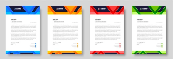 Corporate Modern Business Letterhead Design Template Yellow Blue Green Red — Stock Vector