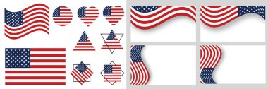 ABD bayrak vektör illüstrasyonu. Amerikan bayrağı izole edildi. Birleşik Devletler bayrağı. ABD vektör illüstrasyonu. 10 vektör eder. Amerikan bayrağı seti. Simge. ABD, ABD, Amerika.
