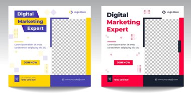 Dijital pazarlama, dijital pazarlama sosyal medya afişi. İş pazarlama posta afişi. dijital pazarlama pankartı. 
