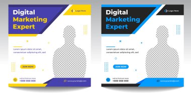 Dijital pazarlama, dijital pazarlama sosyal medya afişi. İş pazarlama posta afişi. dijital pazarlama pankartı. 