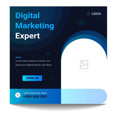Dijital pazarlama, dijital pazarlama sosyal medya afişi. İş pazarlama posta afişi. dijital pazarlama pankartı. 