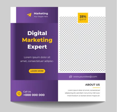 Dijital pazarlama, dijital pazarlama sosyal medya afişi. İş pazarlama posta afişi. dijital pazarlama pankartı. 