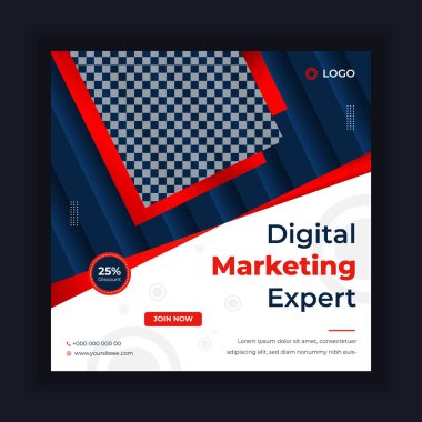 Dijital pazarlama, dijital pazarlama sosyal medya afişi. İş pazarlama posta afişi. dijital pazarlama pankartı. 