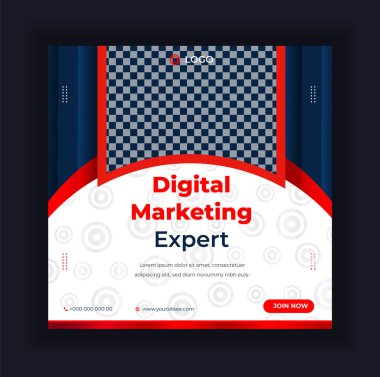 Dijital pazarlama, dijital pazarlama sosyal medya afişi. İş pazarlama posta afişi. dijital pazarlama pankartı. 