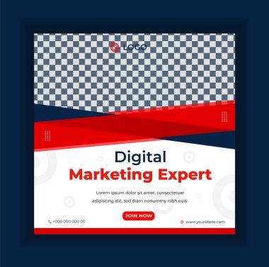 Dijital pazarlama, dijital pazarlama sosyal medya afişi. İş pazarlama posta afişi. dijital pazarlama pankartı. 