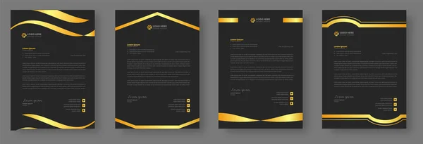 Goldene Farbe Luxusbriefpapier Corporate Moderne Business Briefpapier Design Vorlage Mit — Stockvektor