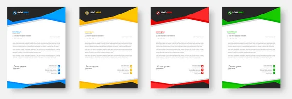 Corporate Modern Letterhead Design Template Yellow Blue Green Red Colors — Stock Vector