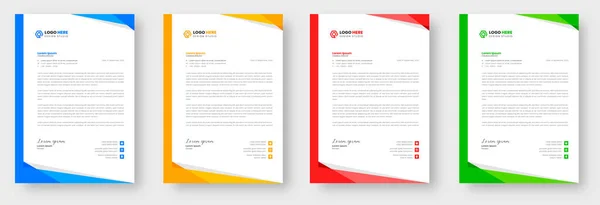 Corporate Modern Letterhead Design Template Yellow Blue Green Red Colors — стоковый вектор