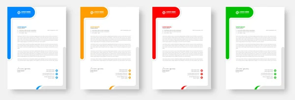 Corporate Modern Letterhead Design Template Yellow Blue Green Red Colors — стоковый вектор