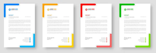 Corporate Modern Letterhead Design Template Yellow Blue Green Red Colors — стоковый вектор