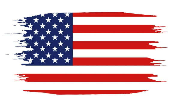 Vlag Van Verenigde Staten Van Amerika Achtergrond Borstelen Amerikaanse Vlag — Stockvector