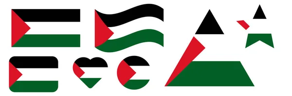 Flag Palestine Palestine Flag Set Design Vector Illustration — Stock Vector