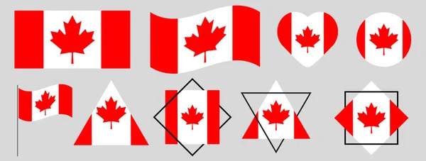 Ensemble Illustrations Vectorielles Drapeau Canada Illustration Vectorielle Détaillée Drapeau Canadien — Image vectorielle