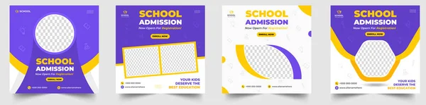 Admisión Escolar Social Media Post Banner Design Volver Escuela Social — Archivo Imágenes Vectoriales