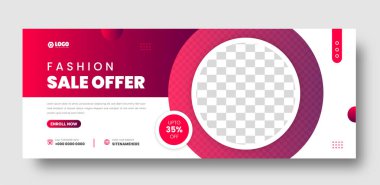 Moda satışı sosyal medya kapak afiş tasarım şablonu. Moda satışı sosyal medya kapağı kırmızı renkli fotoğraf tasarımı. moda satışı web pankartı.