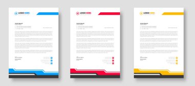 corporate modern business letterhead design template with yellow, blue and red color. creative modern letterhead design template for your project. letter head, letterhead, business letterhead design.