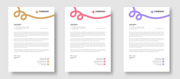 Corporate Modern Business Letterhead Design Template Yellow Red Purple Color — Stock Vector