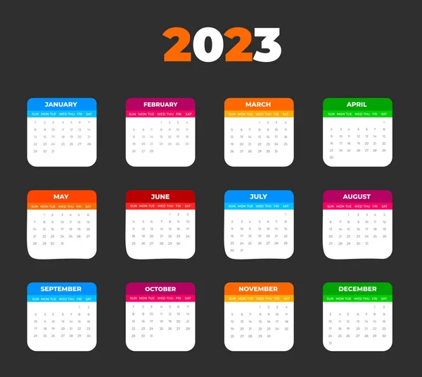 Colorful 2023 Wall Calendar Design Template — Διανυσματικό Αρχείο